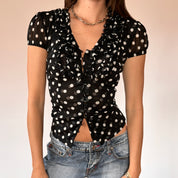 2000s Mesh Polka Dot Blouse (XS)