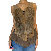 Vintage Euro Brown Fur Vest (S/M)