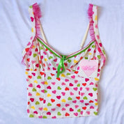 Y2K Heart Print Milkmaid Cami (M)