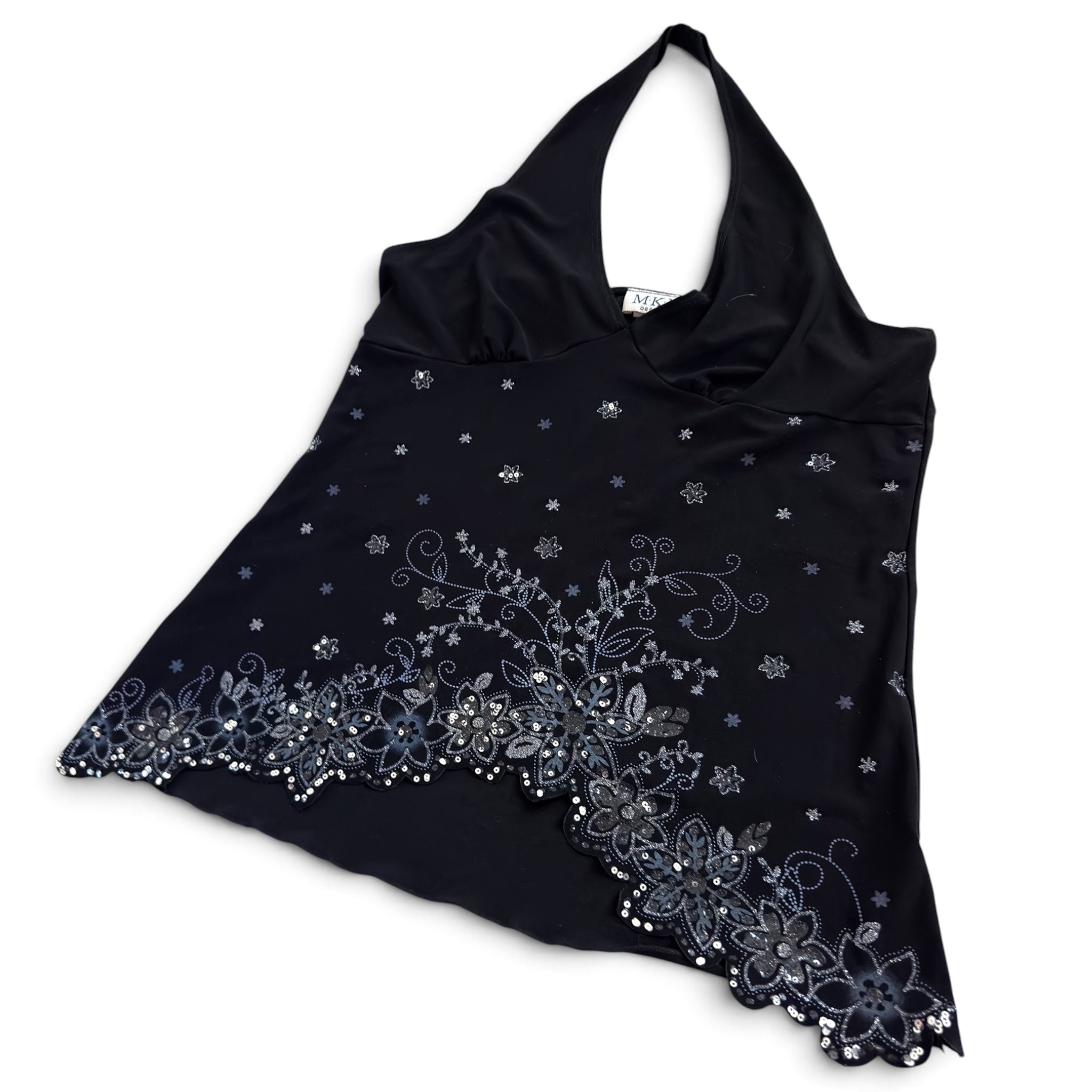 Y2K embellished halter top (L)