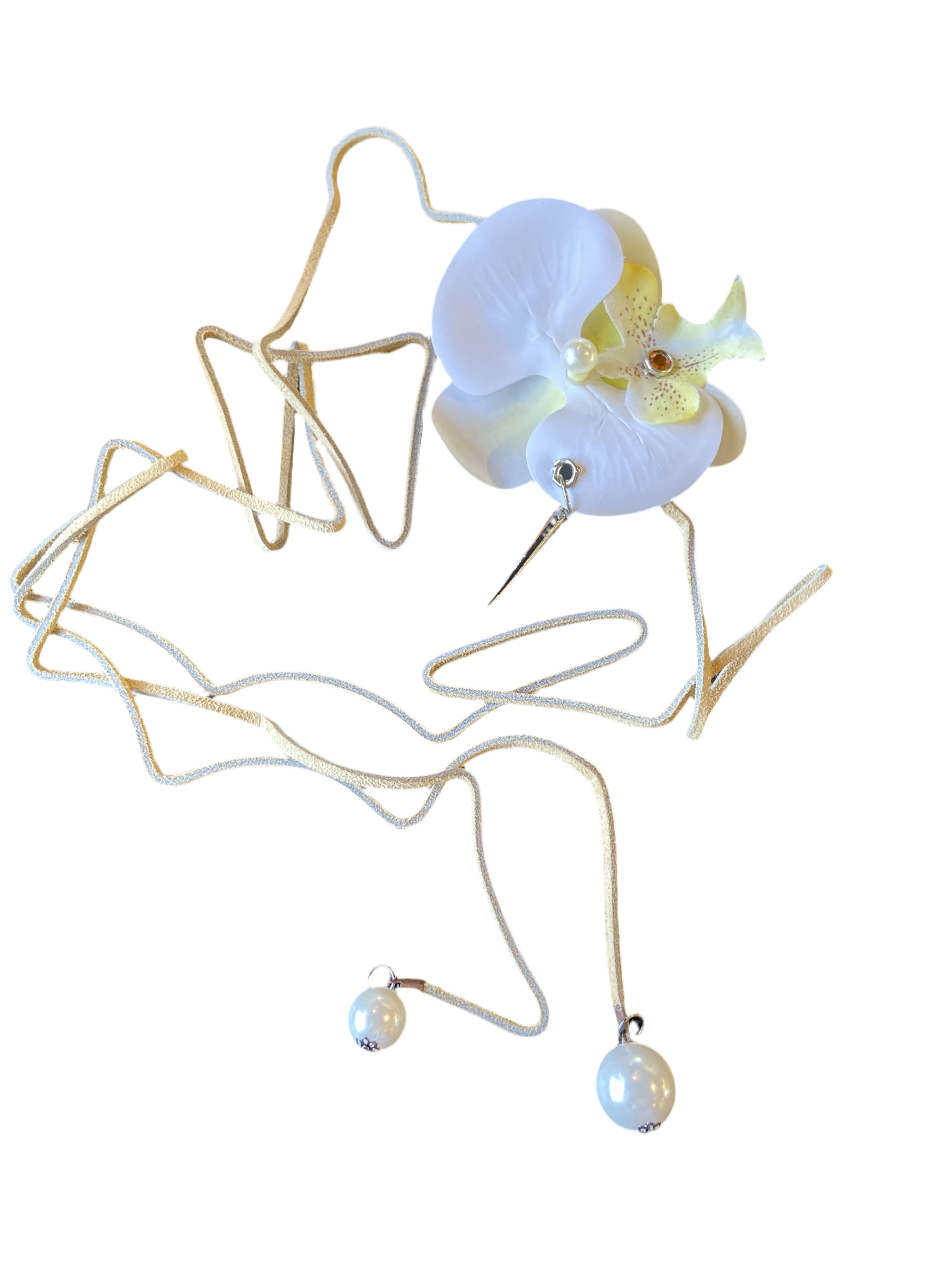 White and yellow flower choker/ belt