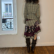 Vintage Plaid&Floral Two Piece Set (XS/S)