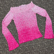 2000s pink lace ombré off the shoulder top (XS/S)
