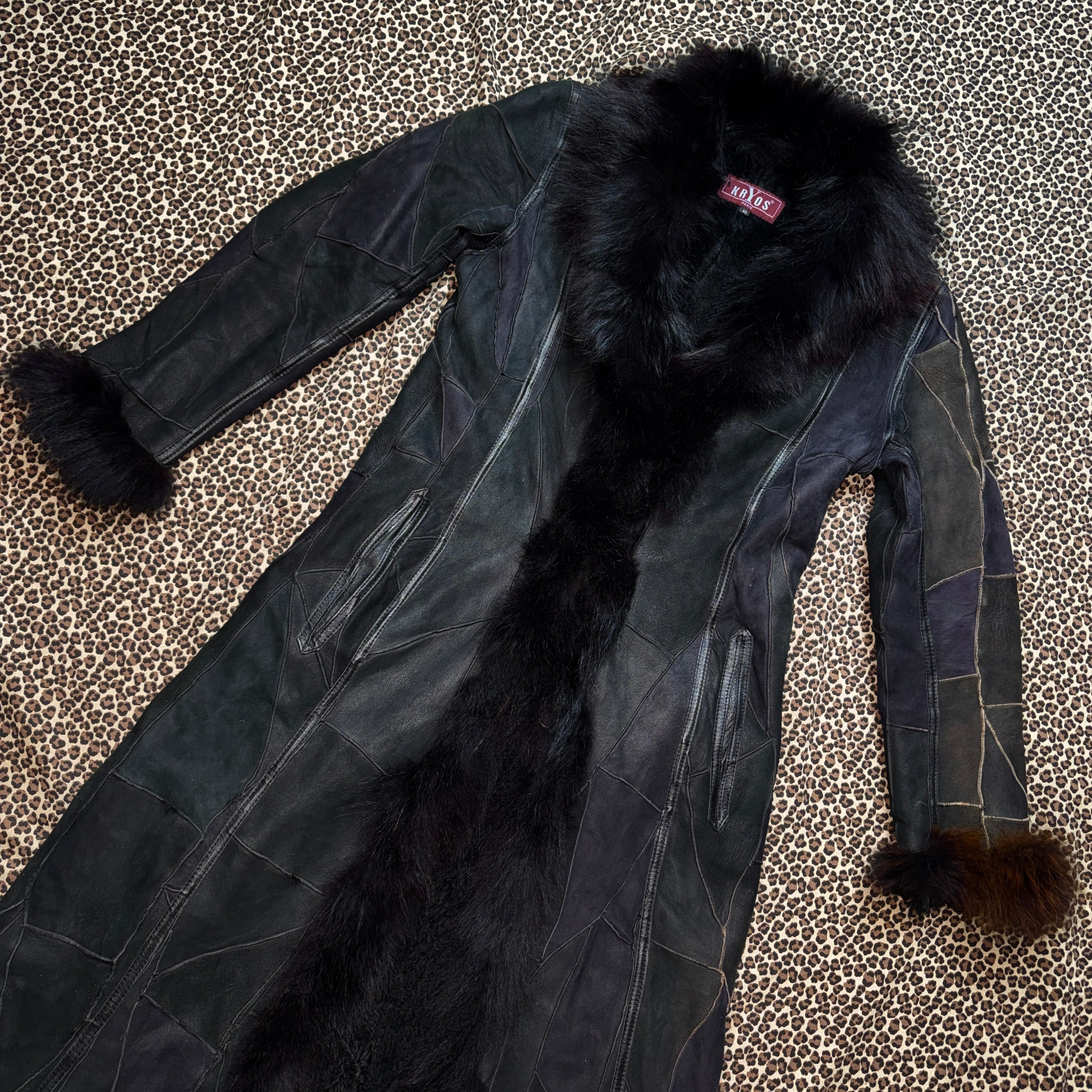 Parisian Vintage Fur Trim Suede Leather Patchwork Coat (M/L)