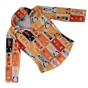 70s mod AOP girl blouse (S)