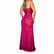 Caché Pink & Orange Beaded Silk Gown (S)