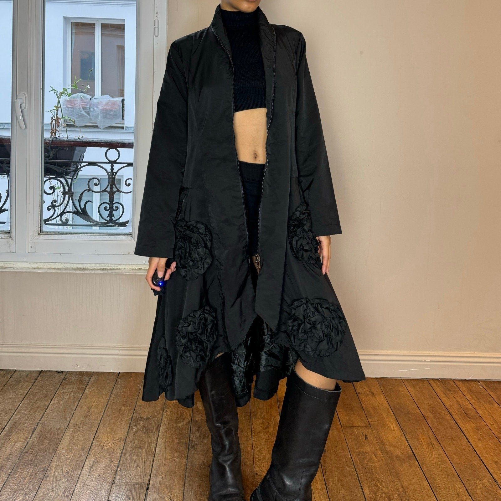 Vintage Goth Black Maxi Coat (S)