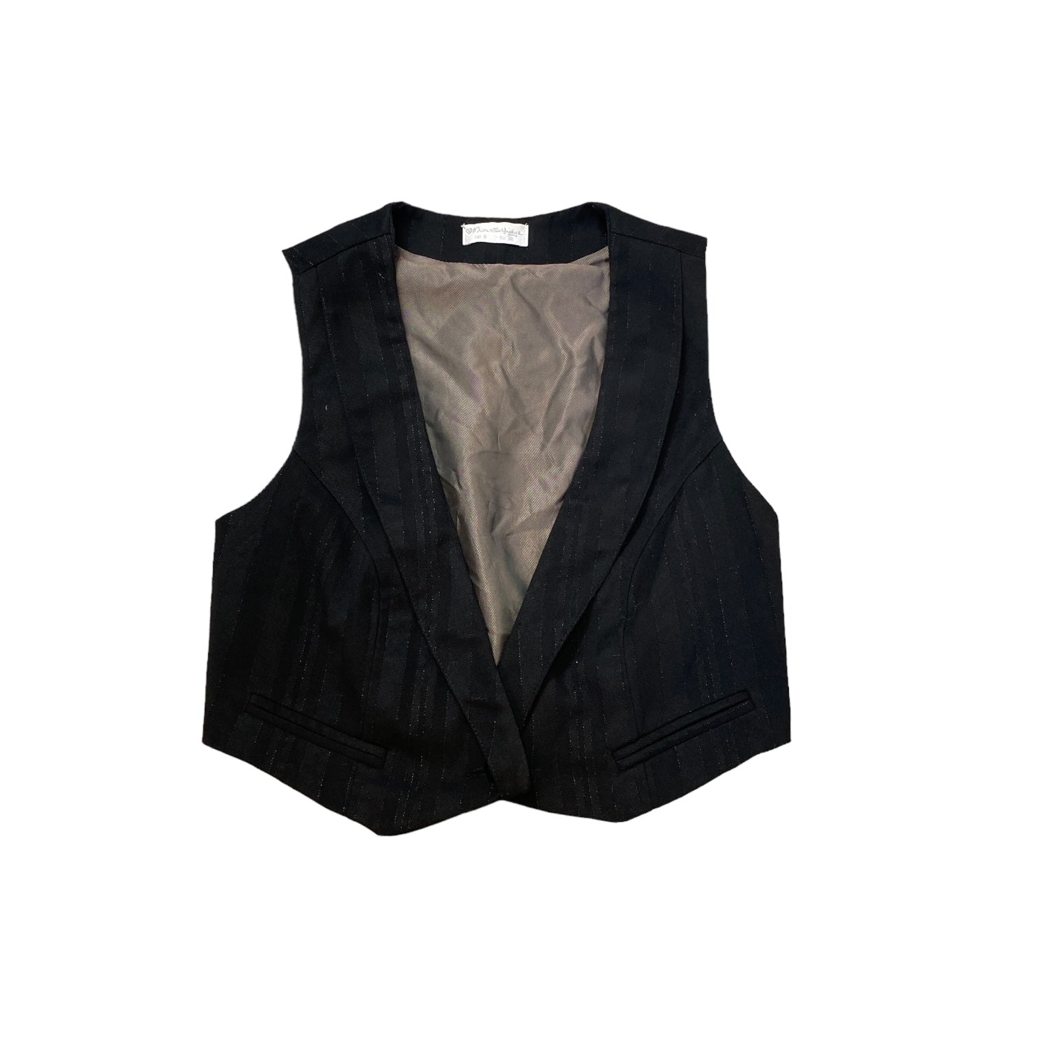 Y2K Black Pinstripe Waistcoat (S)