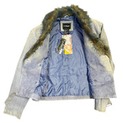 deadstock leather fur trim jacket (m)
