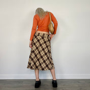 Plaid A-Line Midi Skirt (S/M)