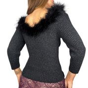 90s Marabou Feather Trim Sweater (M/L)