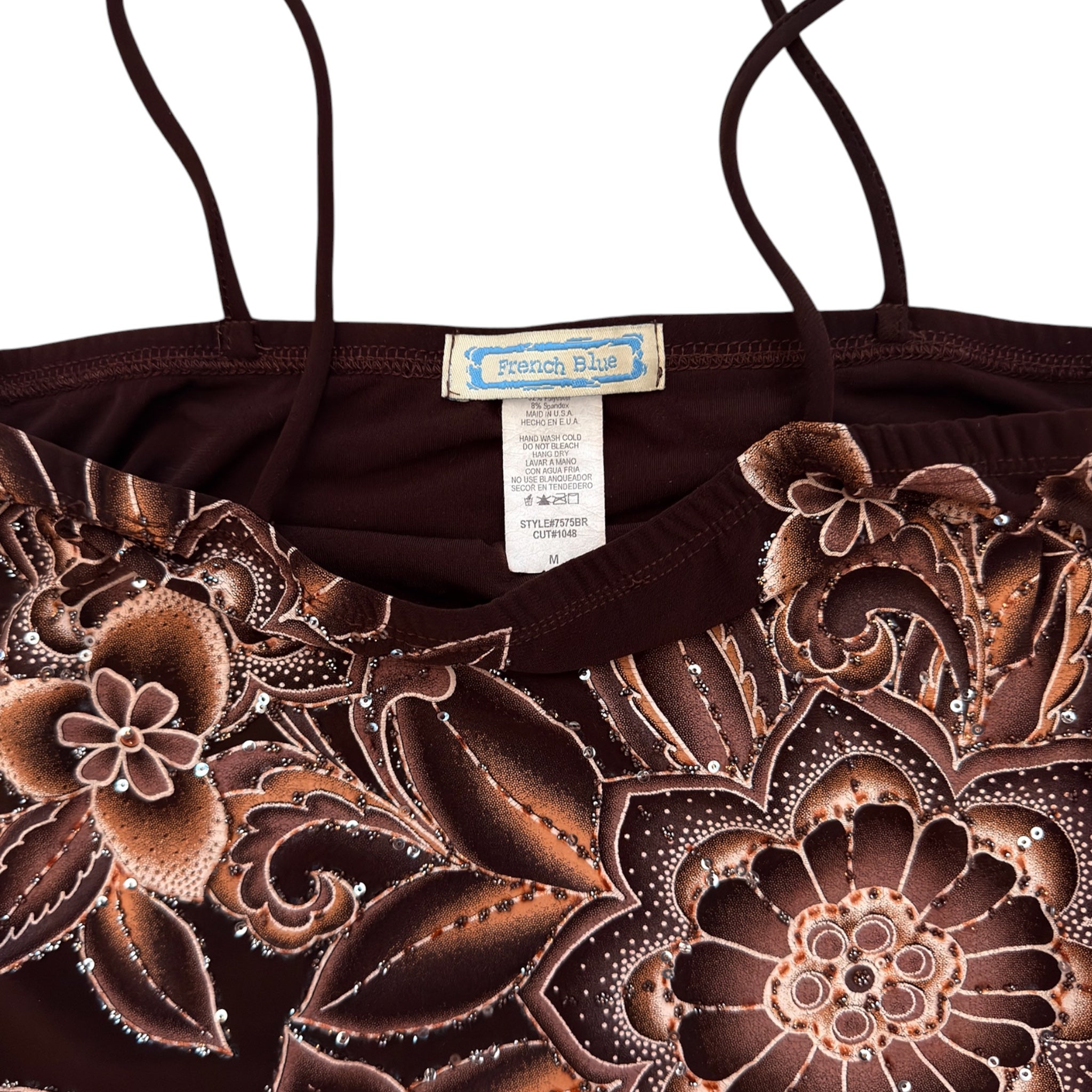 Y2K beaded floral tank top (S/M)