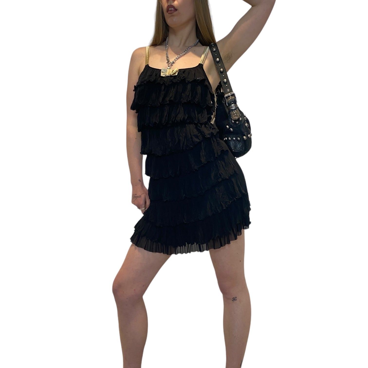 Miss Sixty Y2K Killah Ruffle Dress Polka Dot Bow detail (S/M)