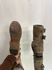 Vintage Suede AllSaints Leather Buckle Ankle Boots (UK 5 EU 38 US 7)