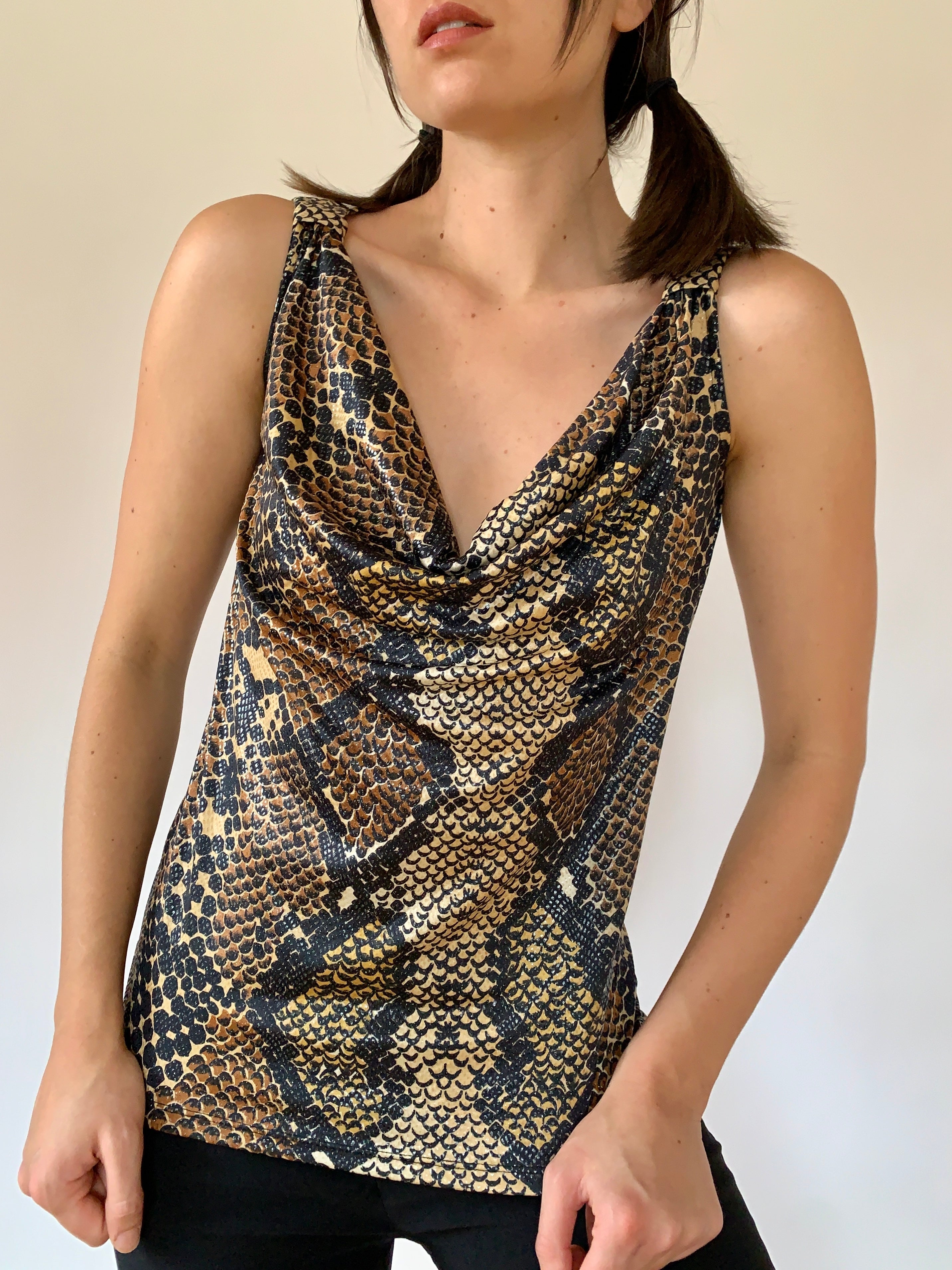 Snakeskin Cowl Neck Tank (S/M)