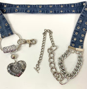 Reworked denim and chain belt