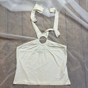 Vintage 00s White Tie Neck Halter Tank (S)