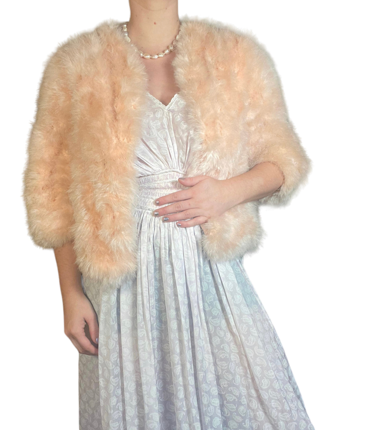 30s Pink Marabou Feather Bolero (M)