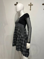 Vintage Utility Parisian French Plaid Parachute Dress (S)
