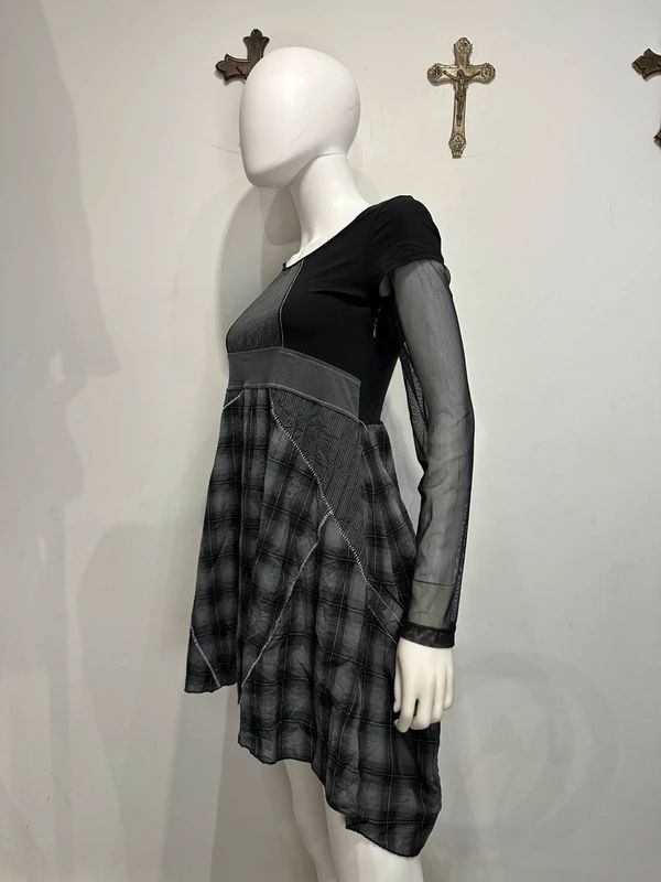 Vintage Utility Parisian French Plaid Parachute Dress (S)