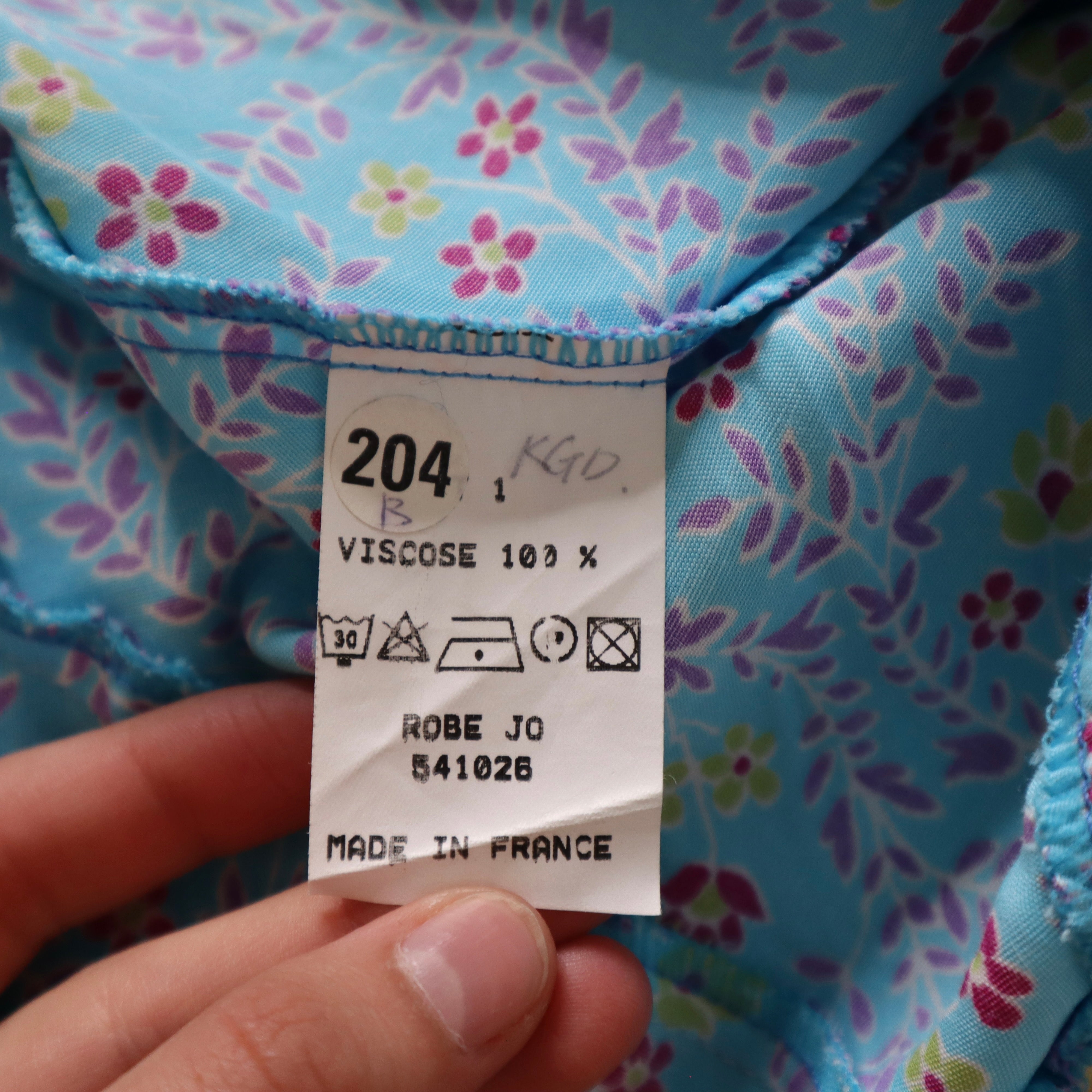 Y2K French Blue Floral Midi Dress (S)