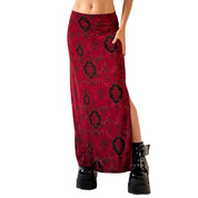 90s Slinky Red Maxi Skirt (S)