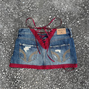 Custom Lace Up Denim Mini Skirt (XS-XXL)
