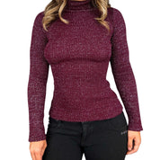 90s Burgundy Shimmer Turtleneck (M)