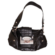 Y2K GUESS Black Leather Shoulder Bag
