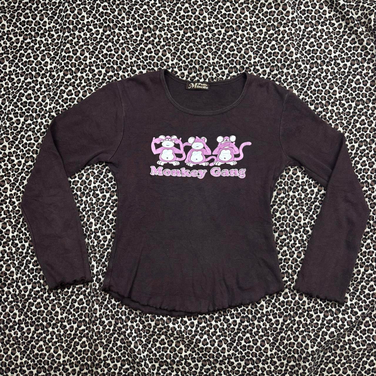 “Monkey Gang” French Vintage Graphic Long Sleeve (XS)
