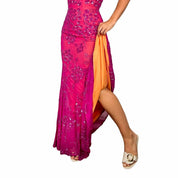 Caché Pink & Orange Beaded Silk Gown (S)