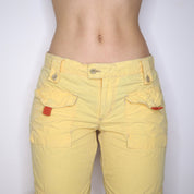 Y2K Yellow Low Waisted Cargo Pants (M)