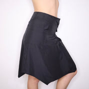 Y2K Italian Asymmetrical Black Midi Skirt (S)