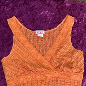Y2K Orange Lace Surplice Top (M)