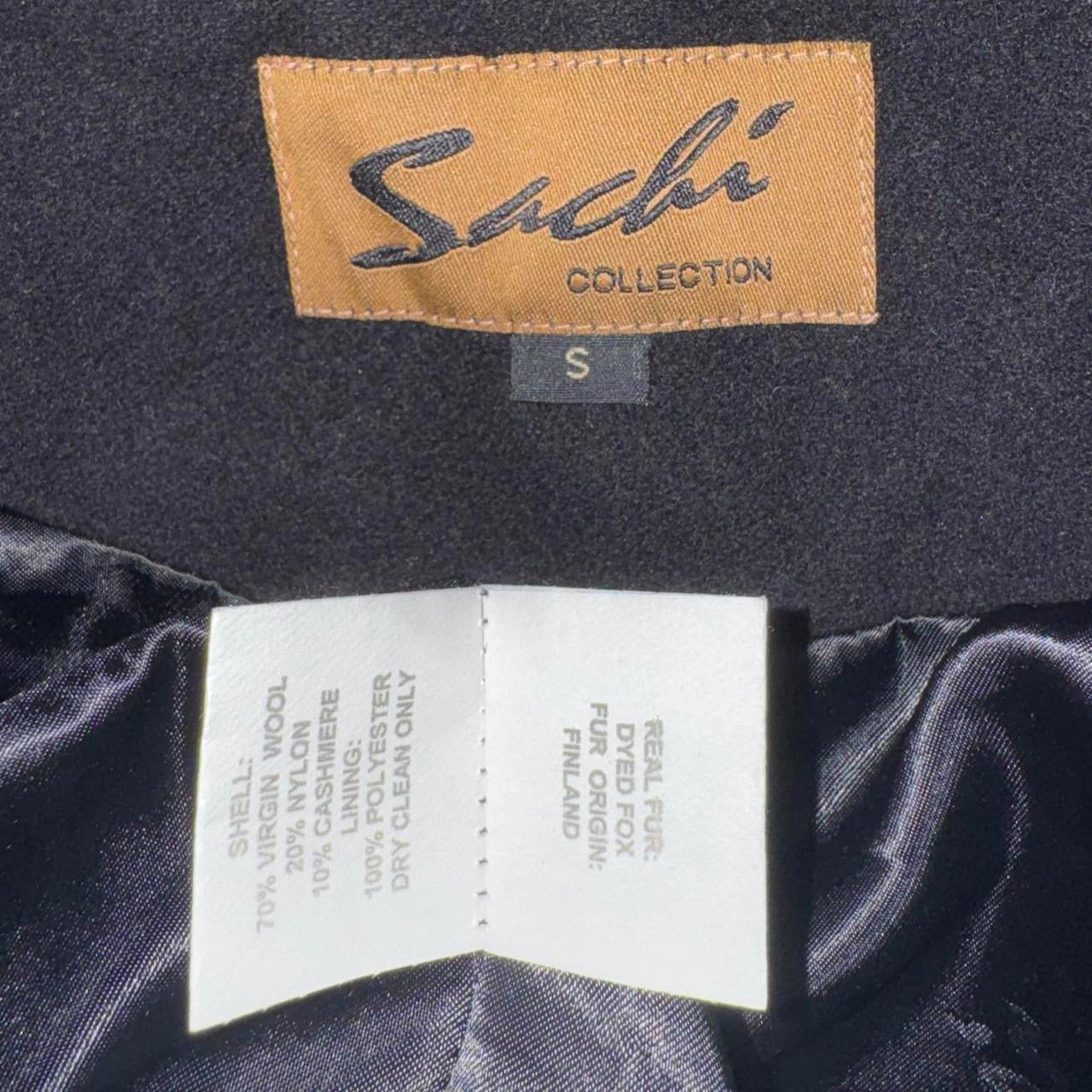 Vintage Wool Coat with Fox Fur Hood (S)