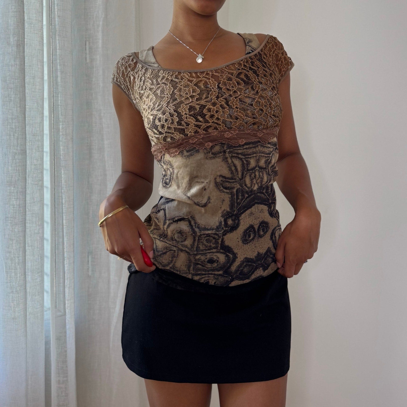 Vintage Italian Lace Mesh Top (S/M)