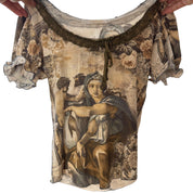 Vintage Italian Renaissance Cherub Print Top (S/M)
