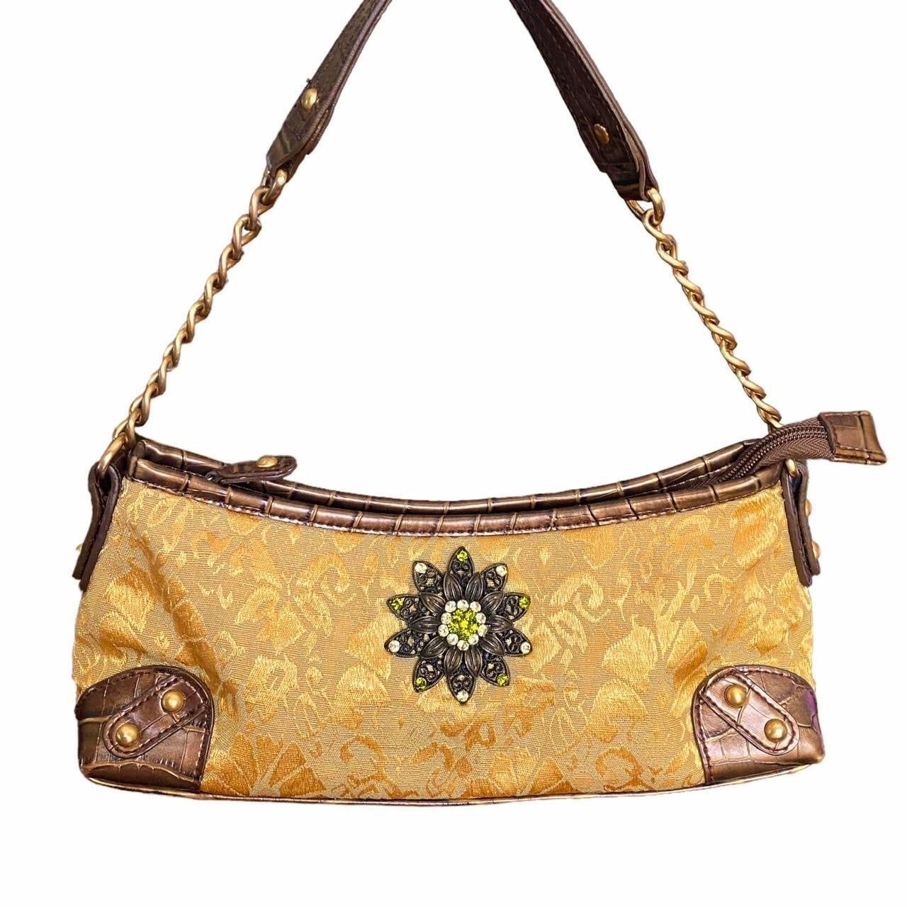 2000s Golden Jacquard Shoulder Bag