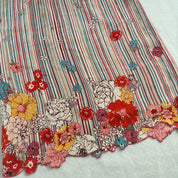 Y2K Silk Striped Floral Dress (M)