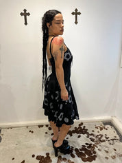 Vintage 2000s Milkmaid Cotton Black Midi Dress (S)