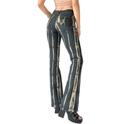 Y2K Bleach Striped Jeans (XS)