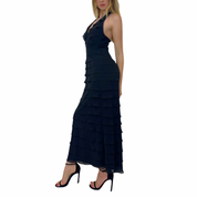 2000s Silk Tiered Flutter Maxi Dress (XS)