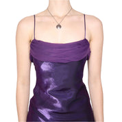 90s Royal Purple Cowl Neck Prom Dress (S)