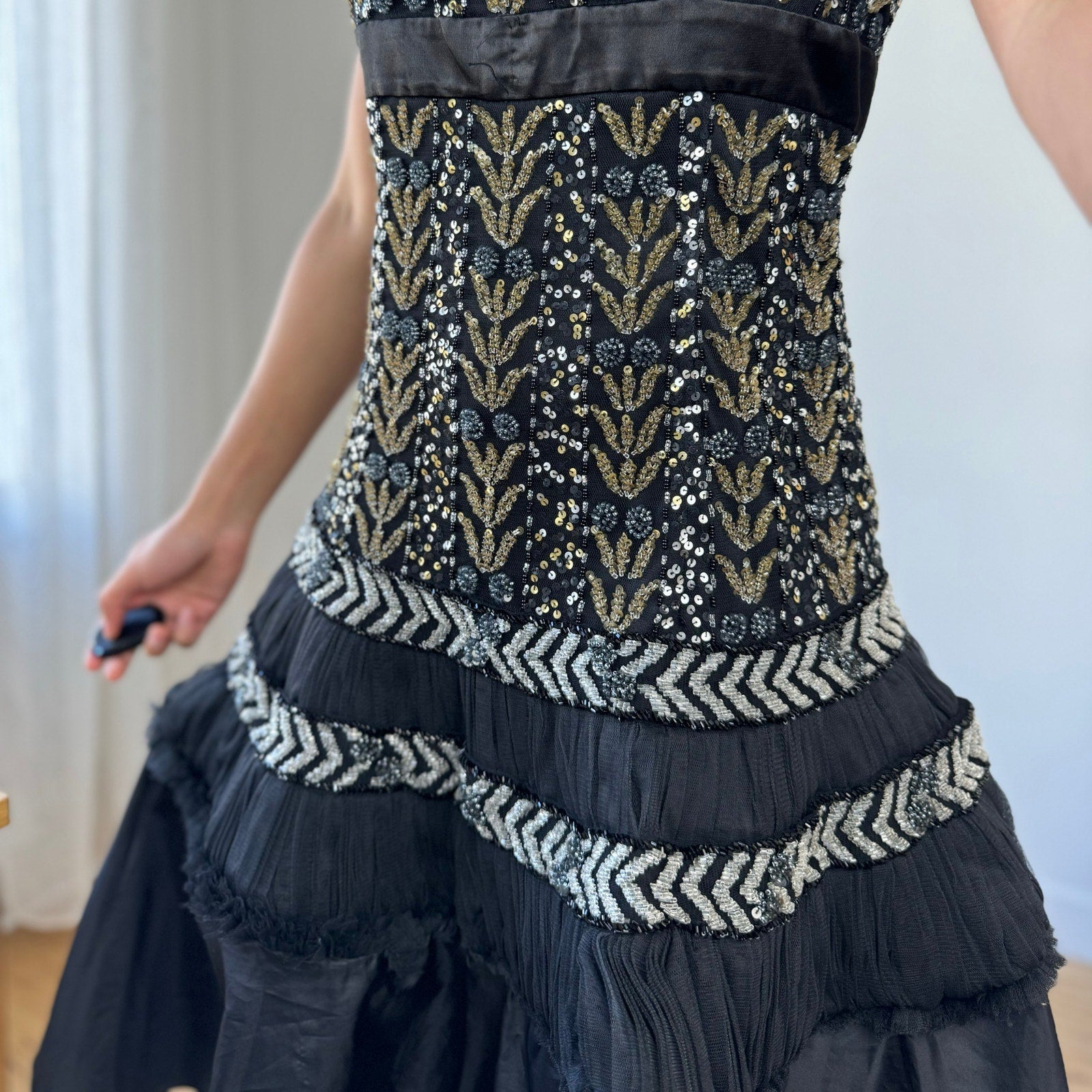 Vintage Italian Beaded Dress (M)