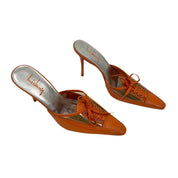 Vintage Orange Lace Up Kitten Heels (8)