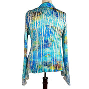 Y2K Satin & Lace Ocean Print Blouse (XL)