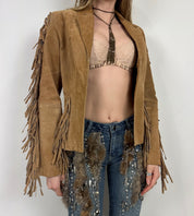 Vintage Tan Suede Fringe Jacket (M)