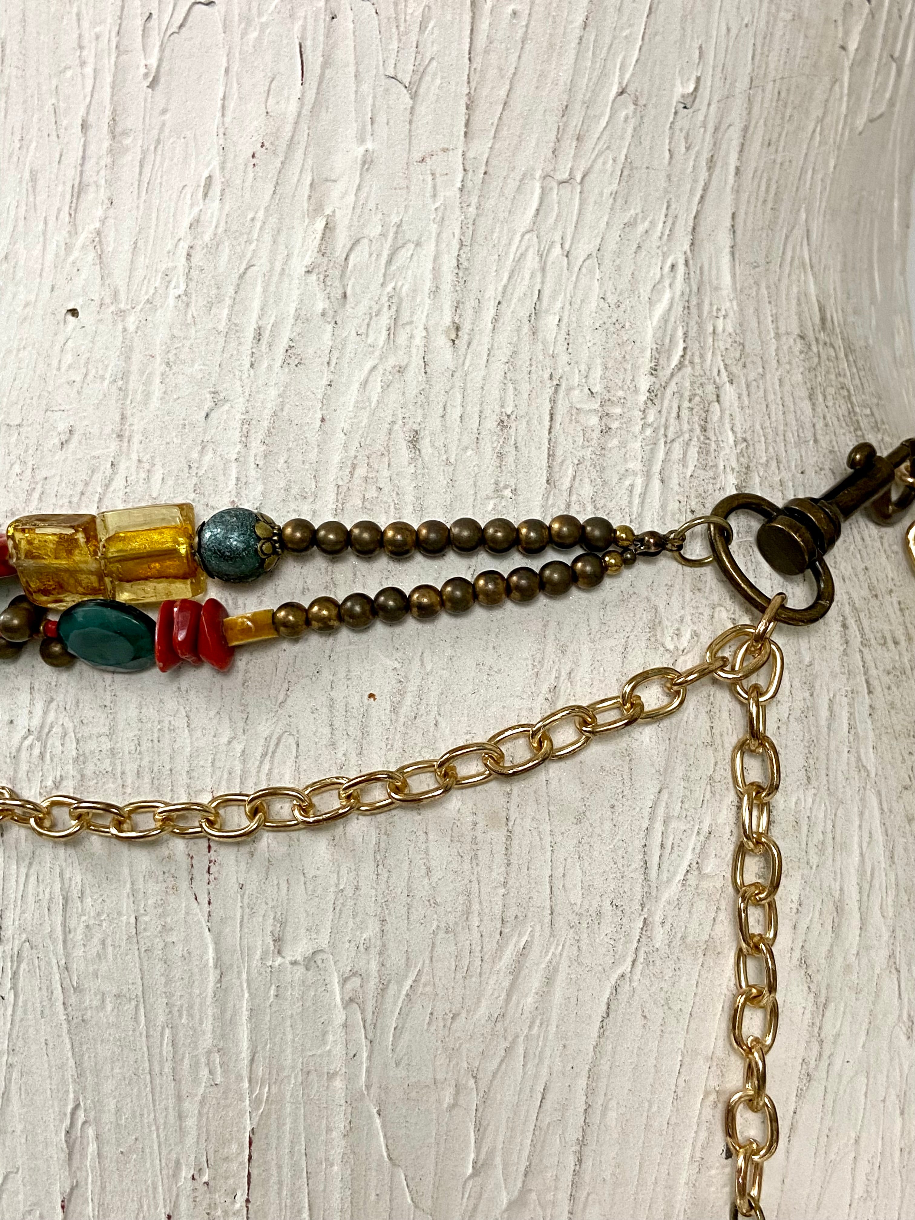 Multi colored beads belt