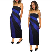 90s Glittery Color Block Maxi Dress (M)