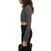 Vintage Balloon Sleeve Cropped Cardigan (XS)